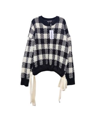 pull femme en laine à carreaux noir et blanc