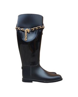 Bottes de pluie hautes avec chaîne dorée - noir - Moschino 38