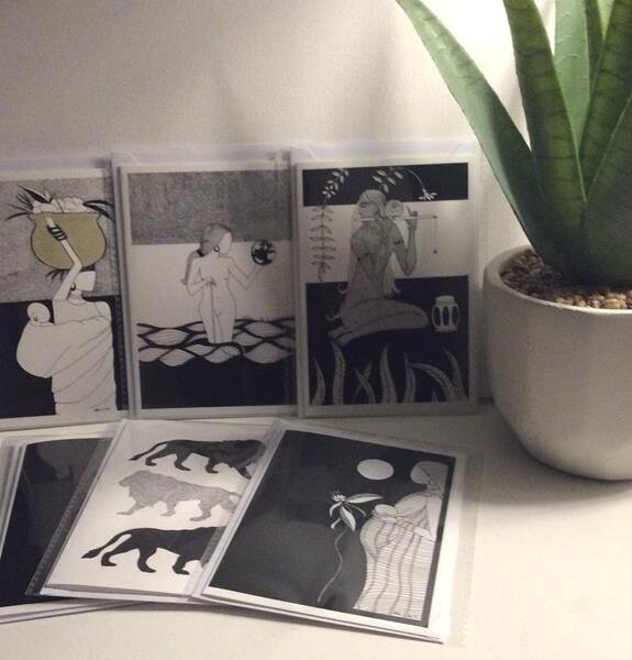 Set of Six A6 Art Cards