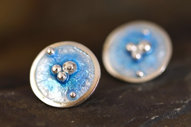 Blue Planet Silver and Enamel Earrings Blue Planet Silver and Enamel Earrings