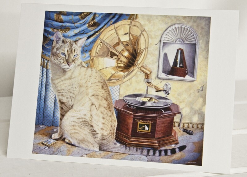 &#39;HMV&#39; Snow Bengal Cat Greeting Card