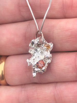 One In A Million Pendant - Saltcast in Fine Silver with Cubic Zirconias