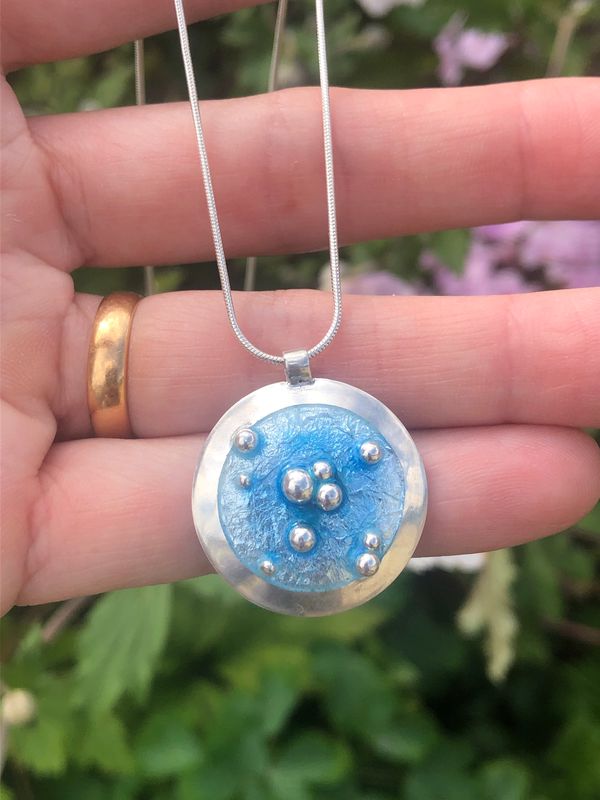Blue Planet Silver and Enamel Pendant Blue Planet Silver and Enamel Pendant
