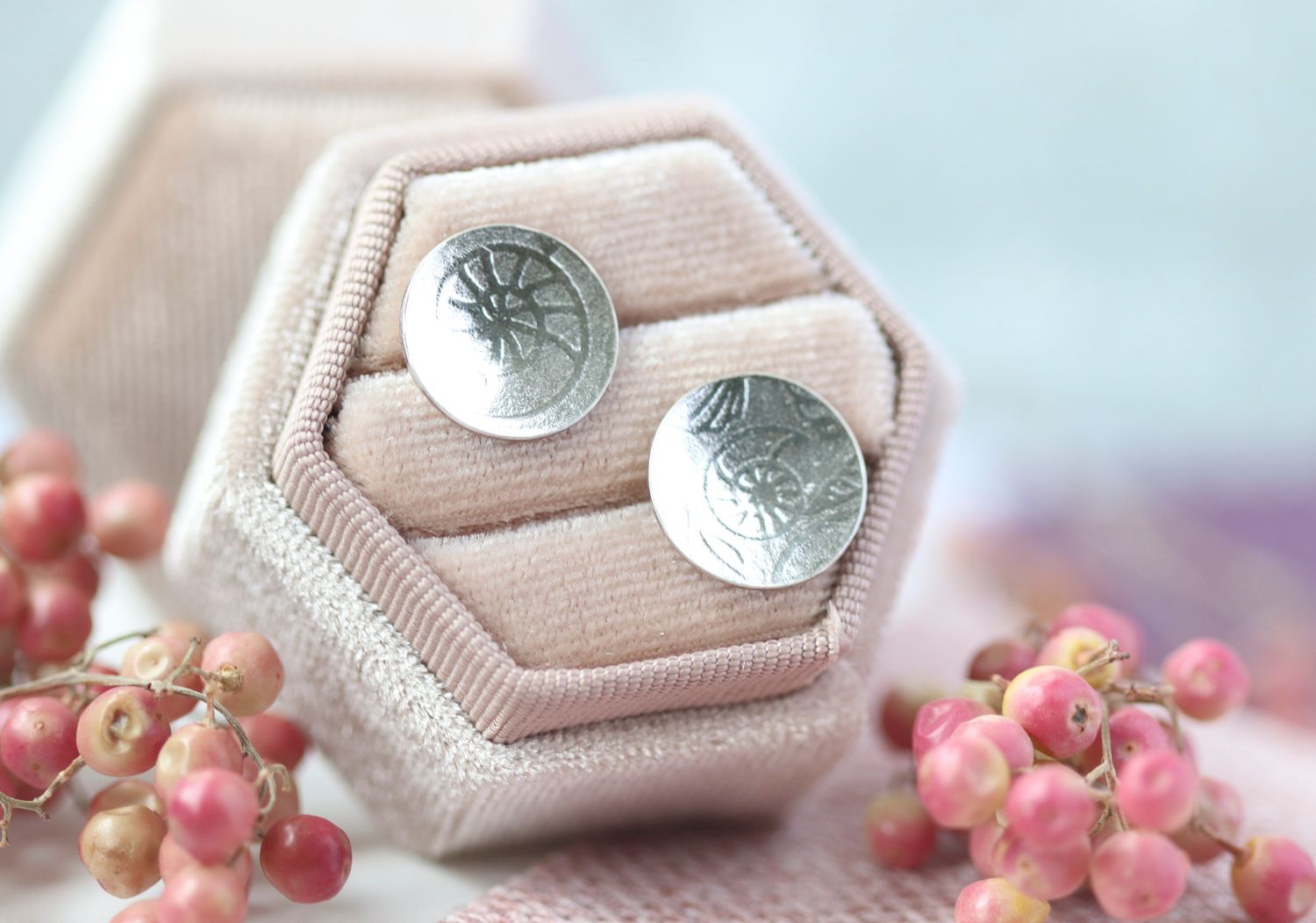 Silver seashell studs