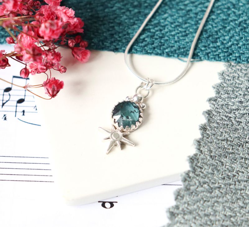 Celestial sterling silver and kyanite pendant.