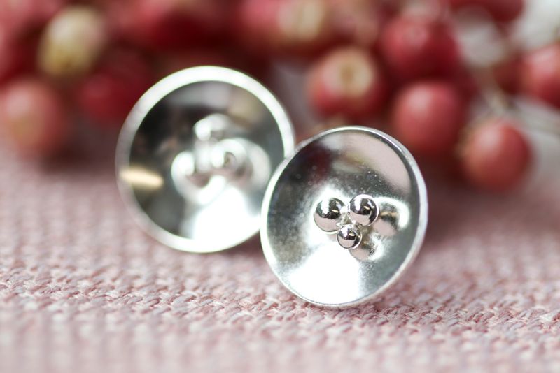 Sterling Silver Domed Earrings with Granulation Detail