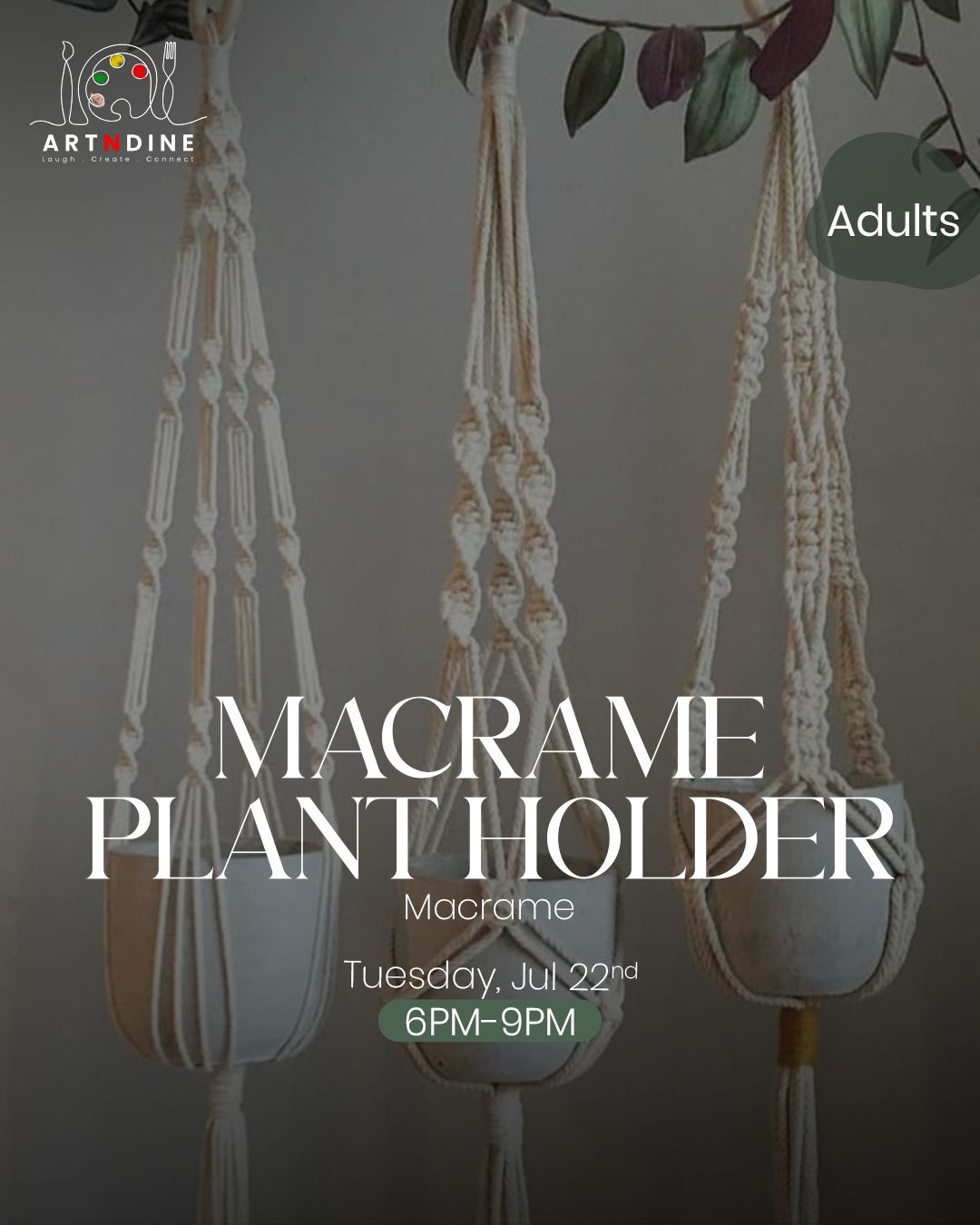MACRAME PLANT HOLDER - ARTISTIC NIGHTS - TUES, JULY 22ND, 6-9PM