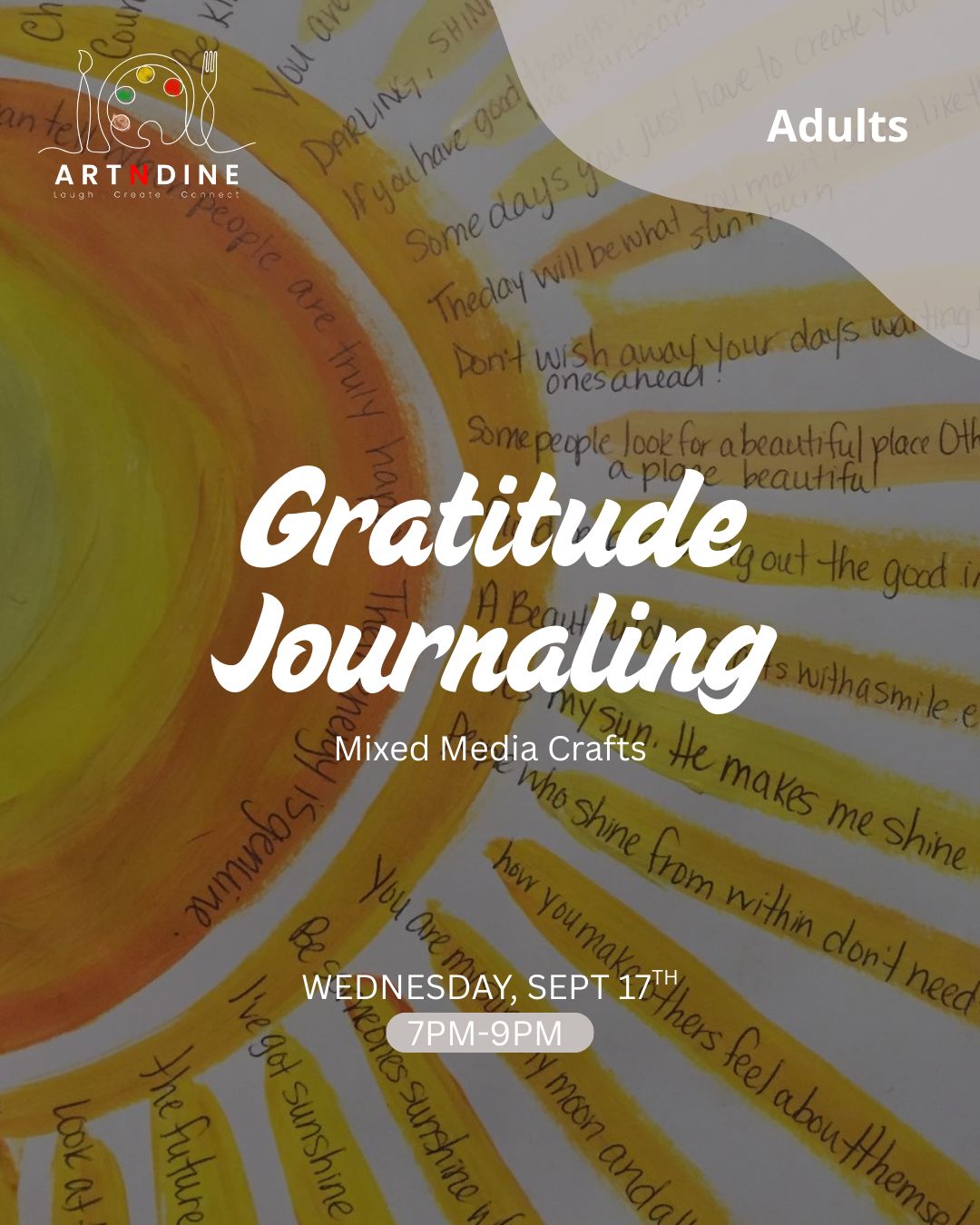 GRATITUDE JOURNALING- MIXED MEDIA CRAFTS- WED, SEP 17TH, 7-9PM