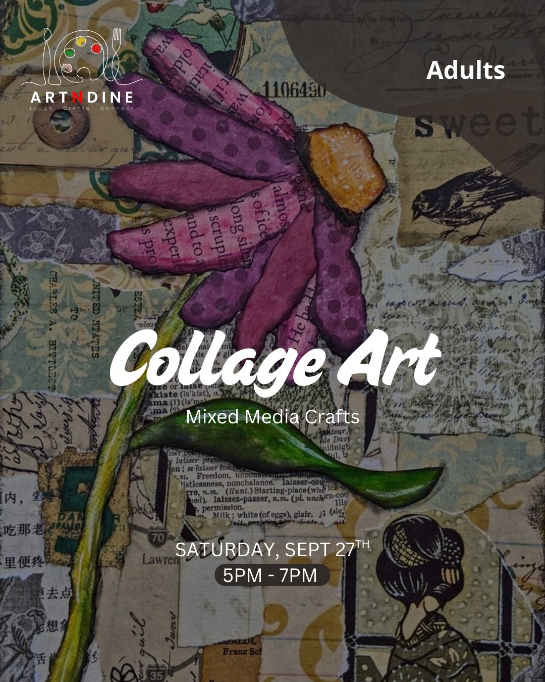 COLLAGE ART- MIXED MEDIA CRAFTS- SAT, SEP 27TH, 5-7PM