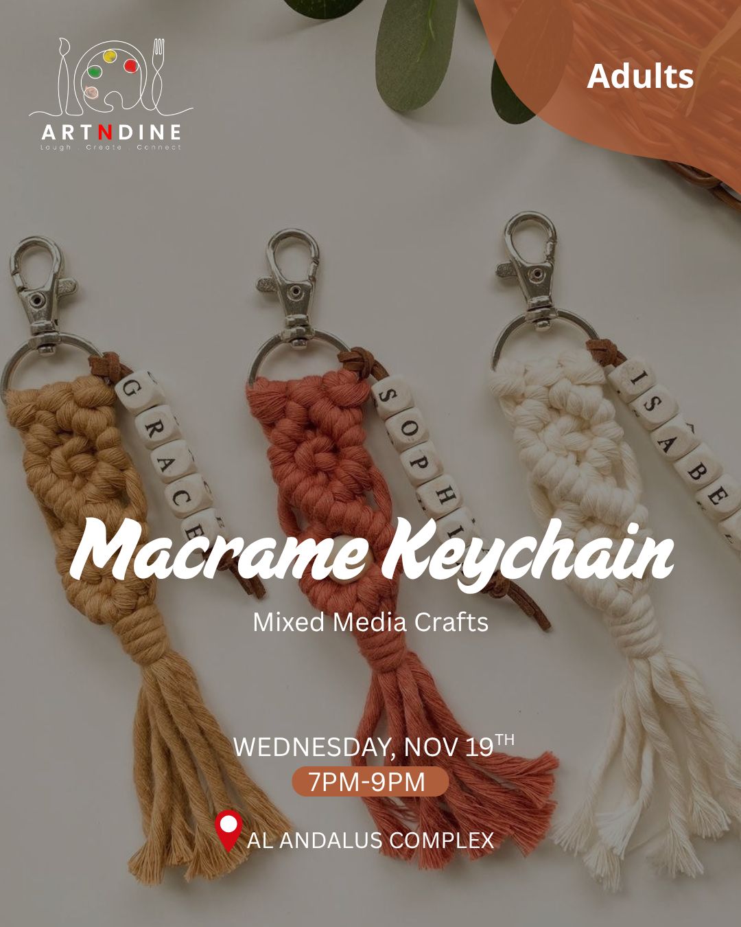 MACRAME KEYCHAIN- MIXED MEDIA CRAFTS - WED. NOV 19TH, 7-9PM