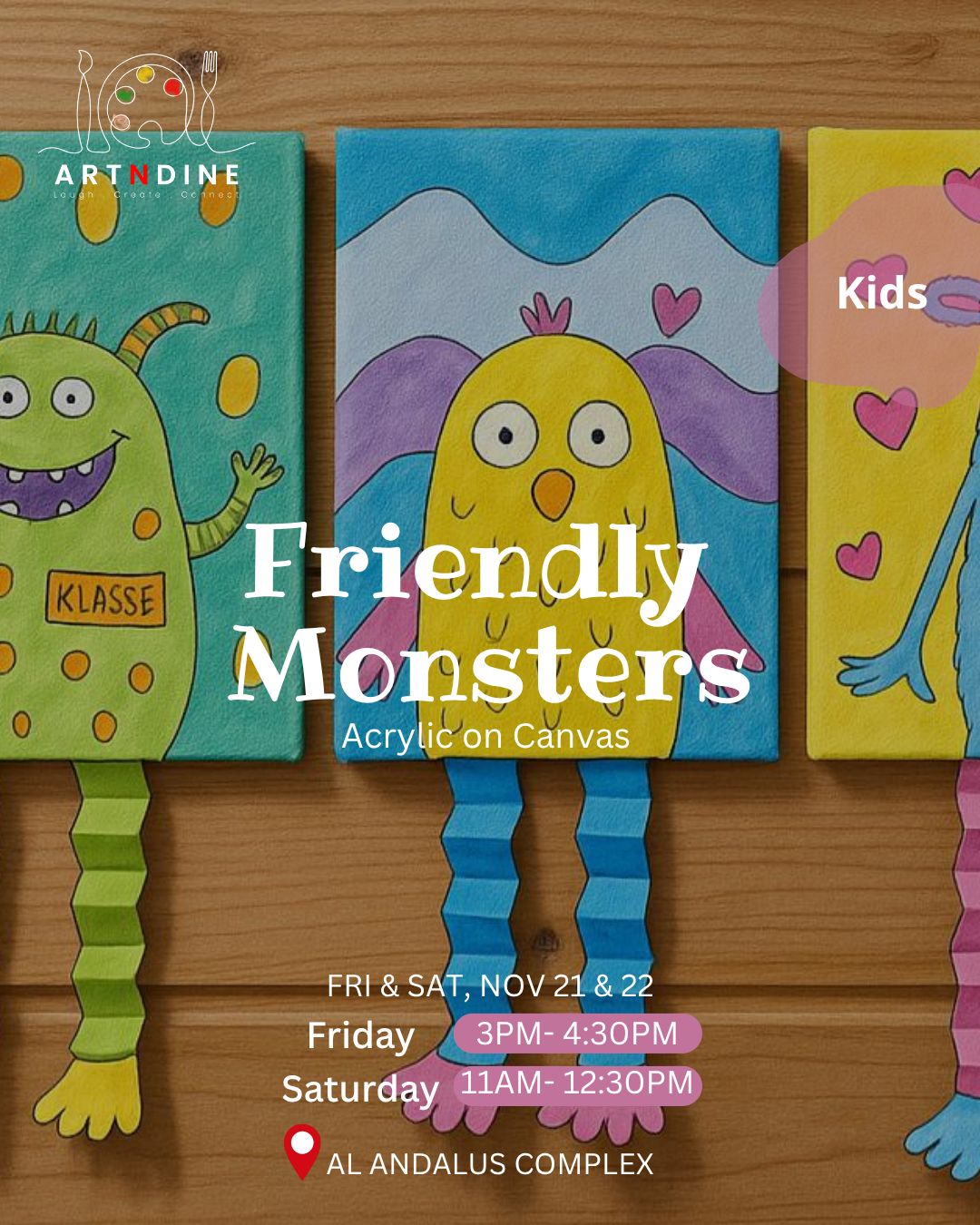 Friday Kids Club - November 21st in AlAndalus Complex - From 3:00PM - 4:30PM - Friendly Monsters