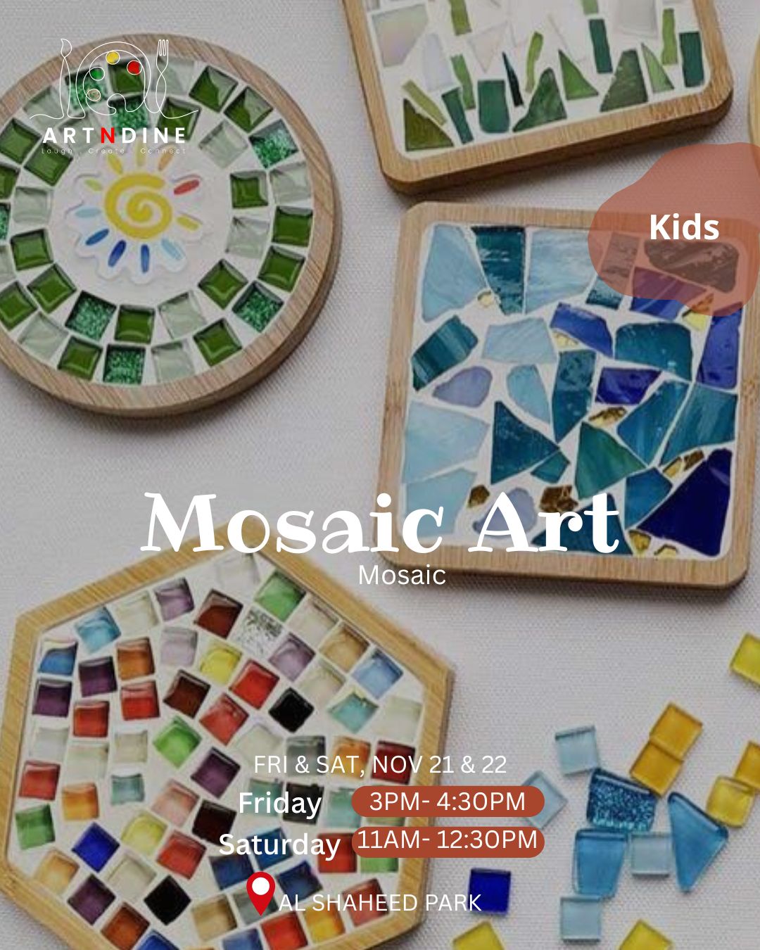Friday Kids Club - November 21st in AlShaheed Park - From 3:00PM - 4:30PM - Mosaic Art