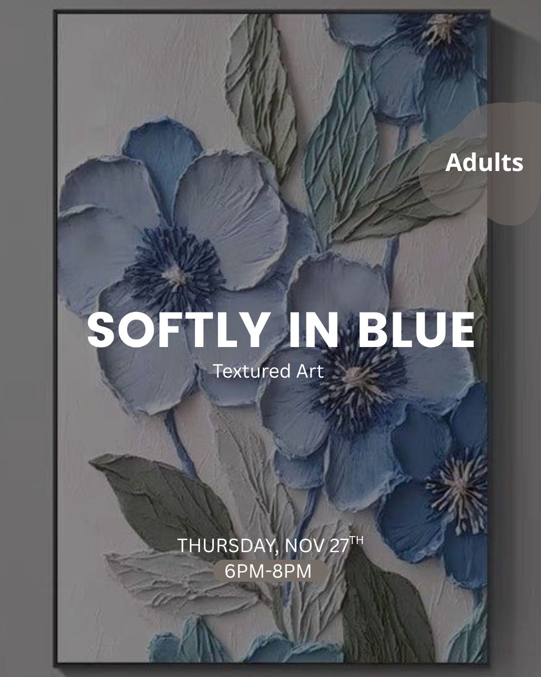 SOFTLY IN BLUE - ARTISTIC NIGHT - THURS. NOV 27TH, 6-8PM - IN AL SHAHEED PARK