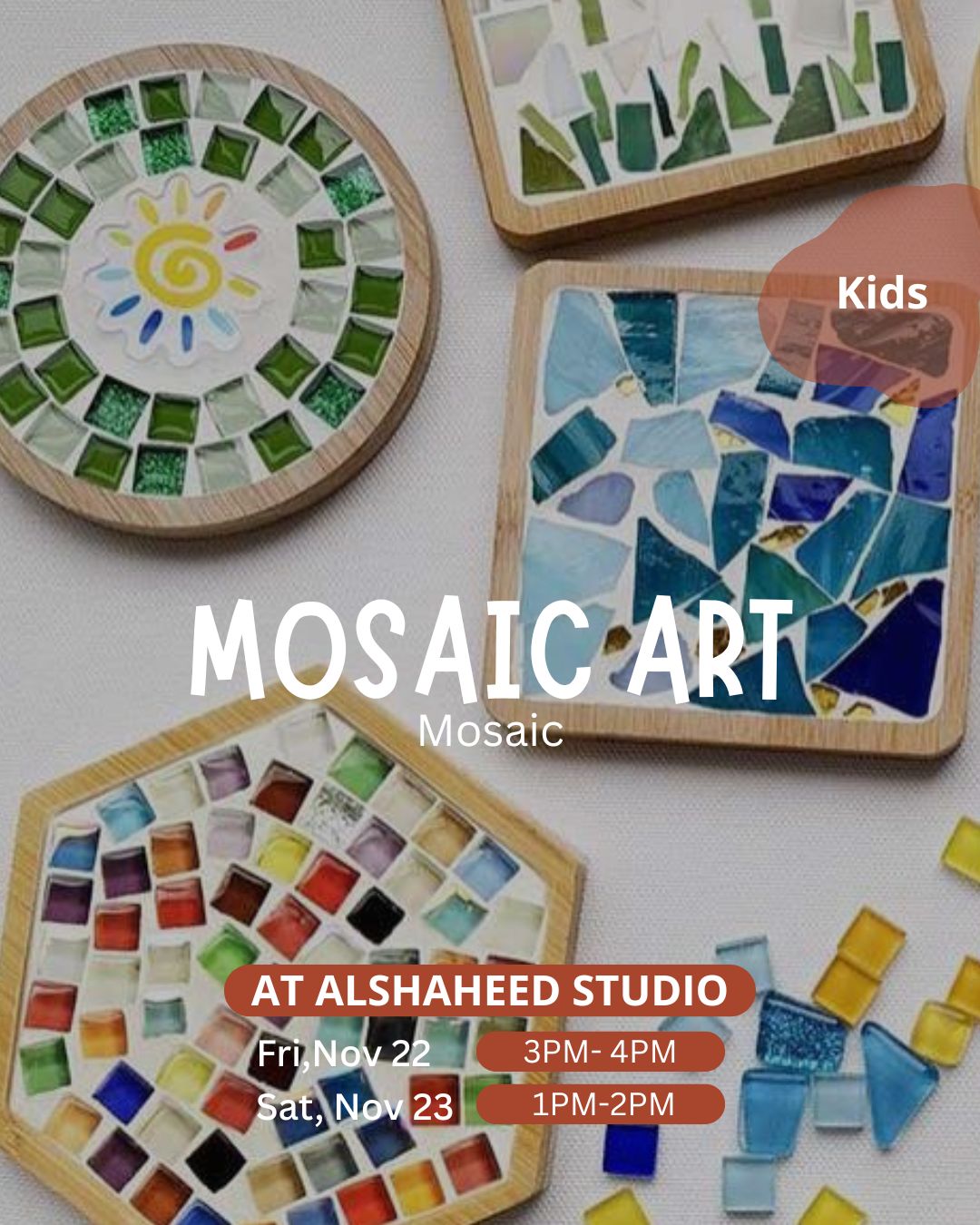 Saturday Kids Club - November 22nd in AlShaheed Park - From 1:00PM - 2:00PM - Mosaic Art