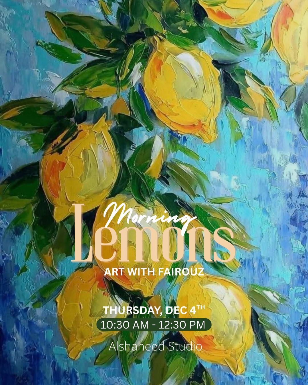 COFFEE WITH FAIRUZ - THURS. DEC 4th, 10:30AM-12:30PM - IN AL SHAHEED PARK