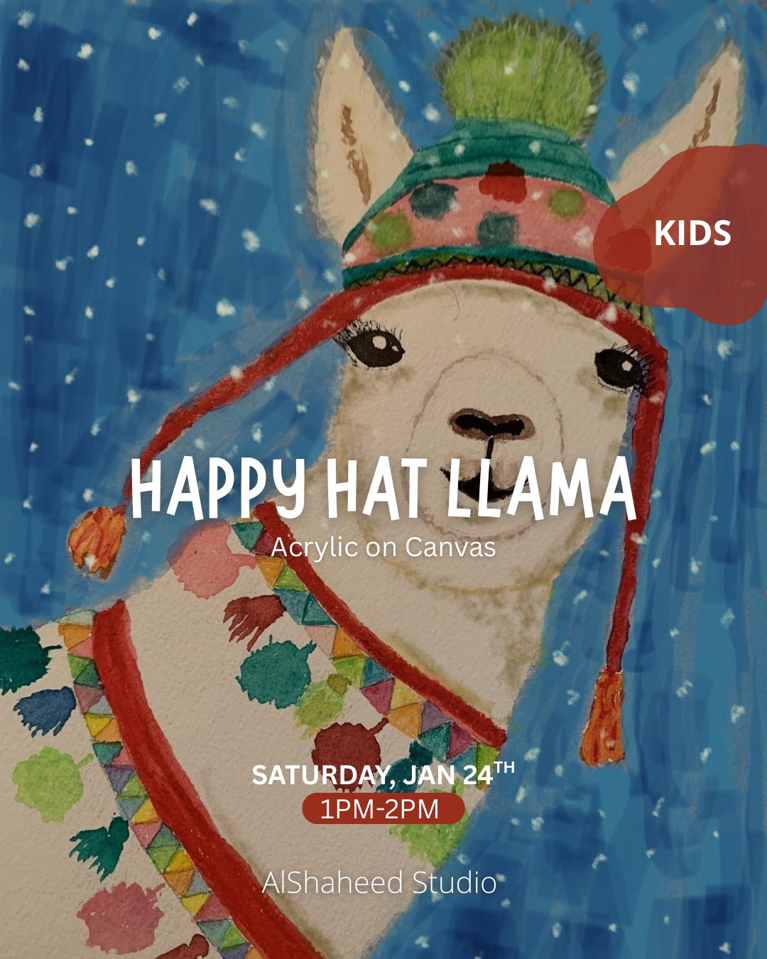 Saturday Kids Club - January 24th - From 1:00PM - 2:00PM - Happy Hat Llama