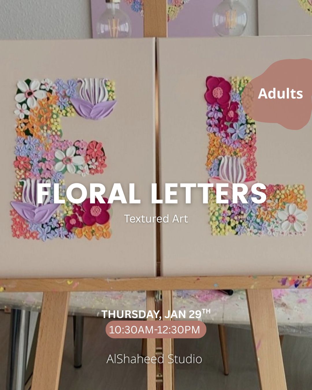 FLORAL LETTERS - TEXTURED - THURS. JAN 29TH, 10:30AM-12:30PM