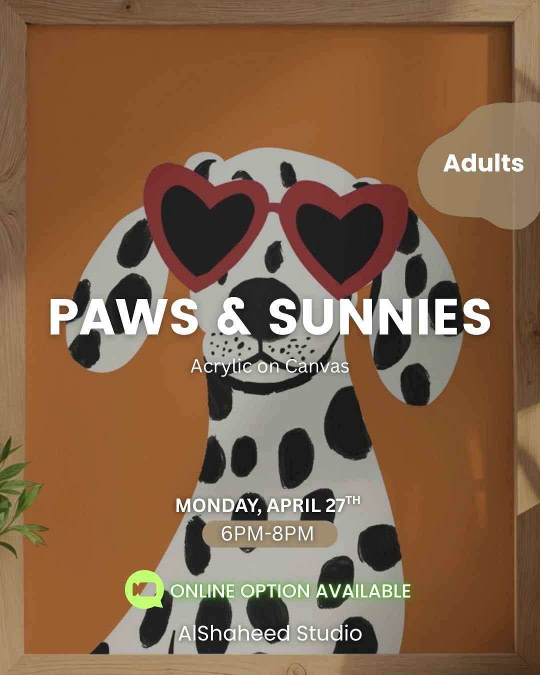 PAWS & SUNNIES - ARTISTIC NIGHTS - MON. APRIL 27TH, 6:00PM-8:00PM PAWS & SUNNIES - ARTISTIC NIGHTS - MON. APRIL 27TH, 6:00PM-8:00PM