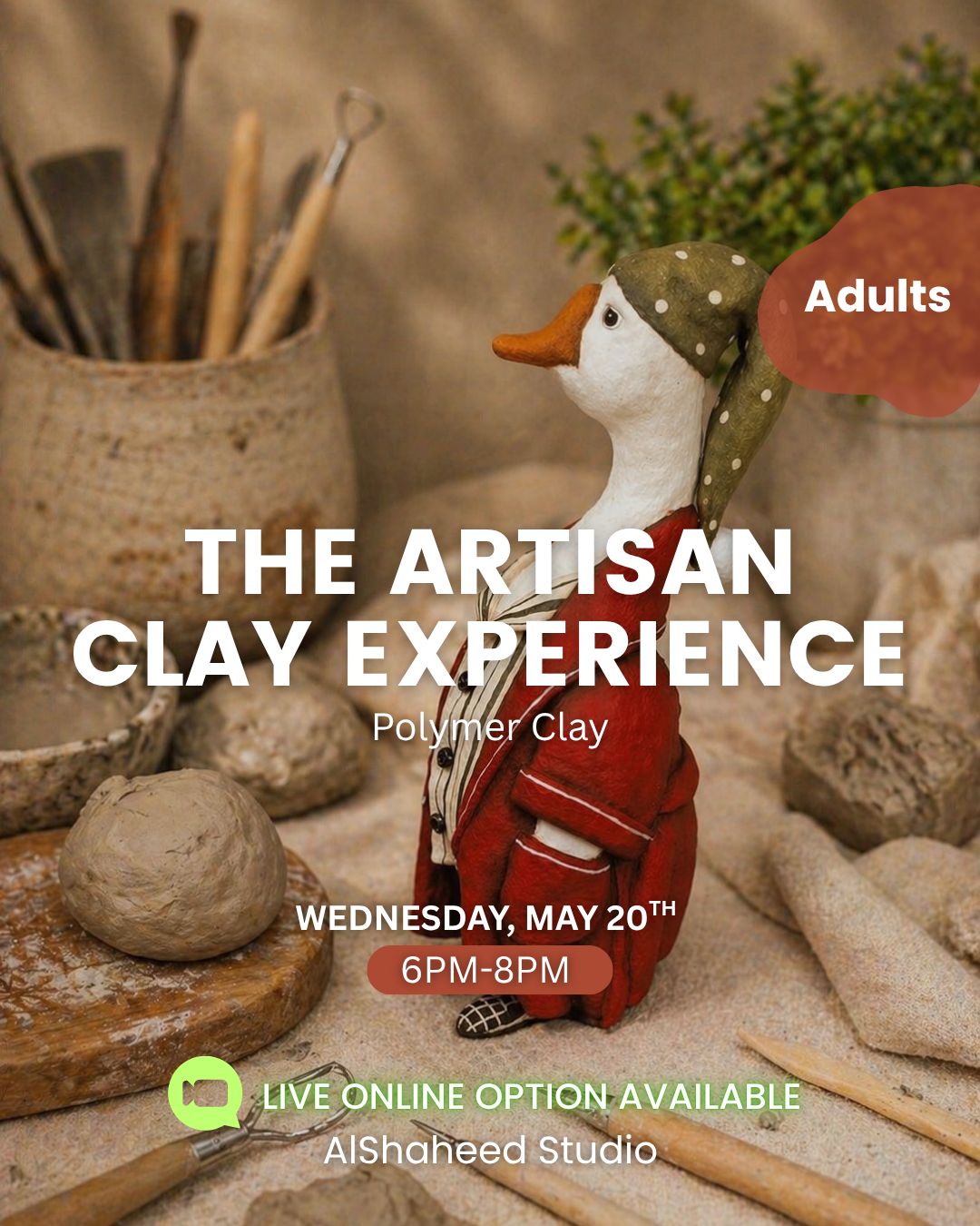 THE ARTISAN CLAY EXPERIENCE - ARTISTIC NIGHTS - WED. MAY 20TH, 6:00PM-8:00PM