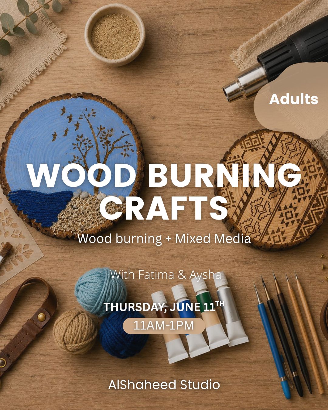 WOOD BURNING CRAFTS - ARTISTIC MORNING - SAT. JUNE 11TH, 11:00am-1:00pm
