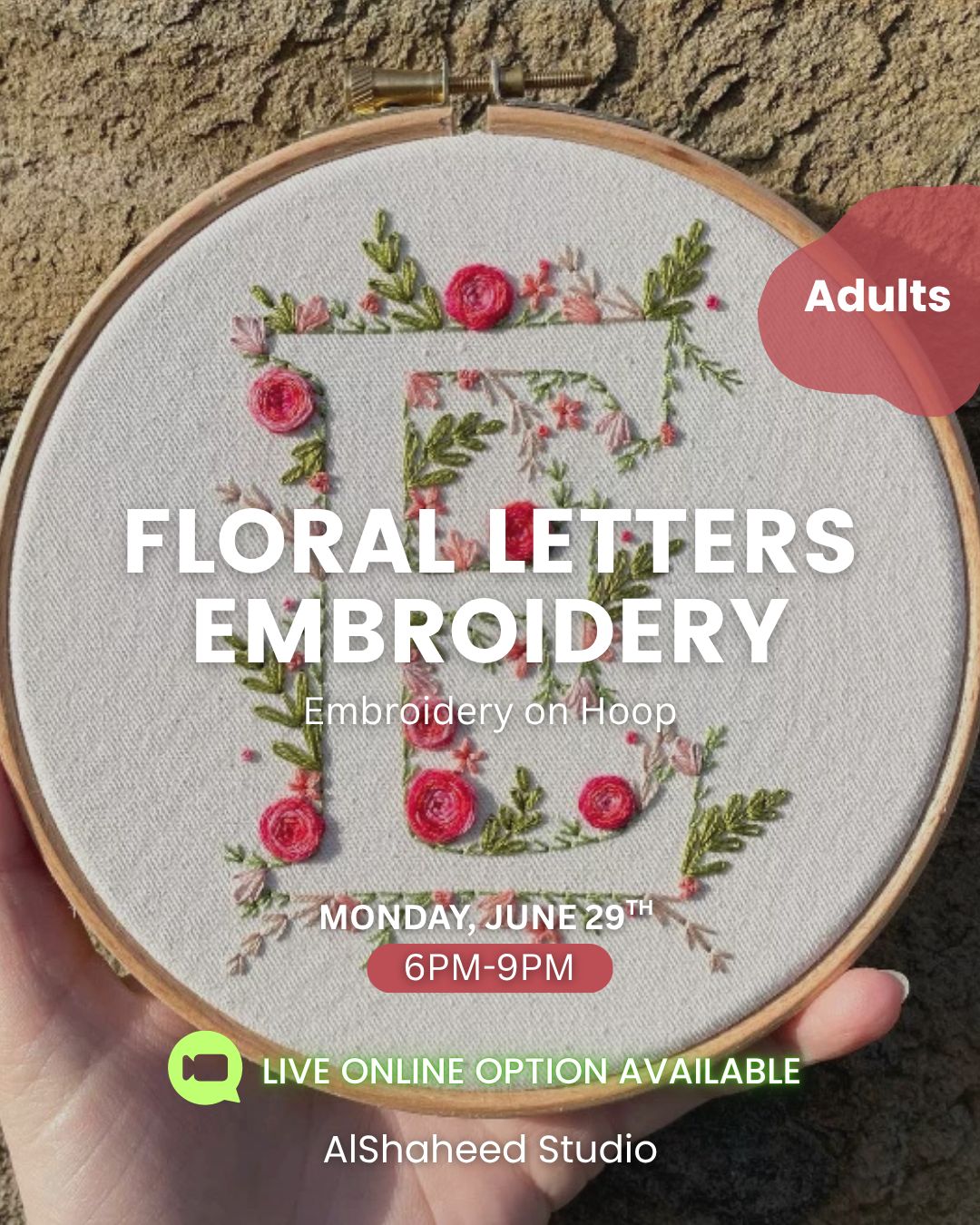 FLORAL LETTERS - ARTISTIC NIGHT - MON. JUNE 29TH, 6PM-9PM