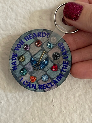 Bejeweled “Have You Heard I Can Reclaim The Land” Keychain