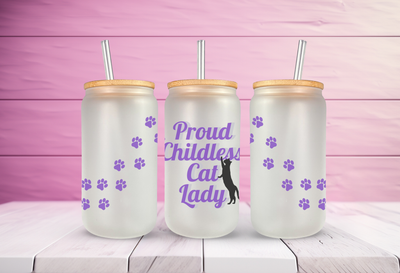 Childless Cat Lady Glass Can Tumbler