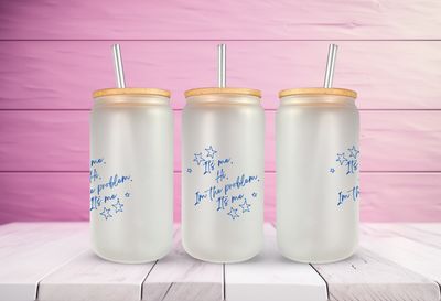 lt's me, Hi, I'm the problem it's me Anti-Hero Inspired Glass Can Tumbler