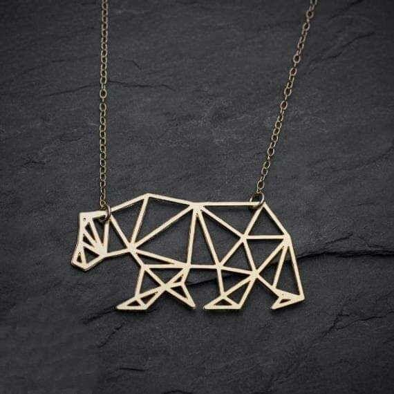 Mama bear necklace gold polar bear 