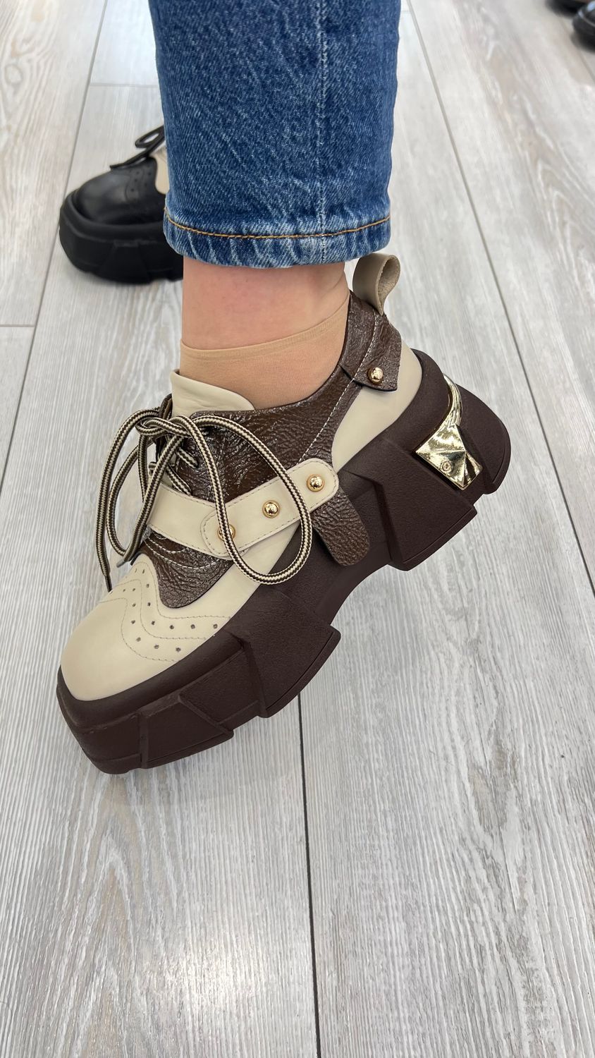 LEESK Chunky Brogue Platform Sneaker Shoe (Wendy)