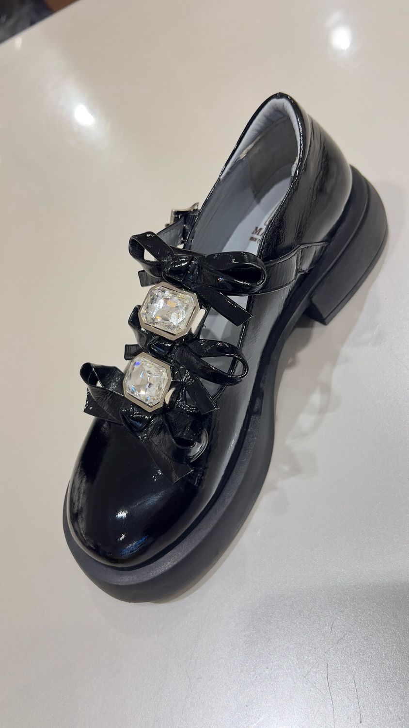 The Maison Bow Loafer — Black Patent Crystal Edition(Dapheney)