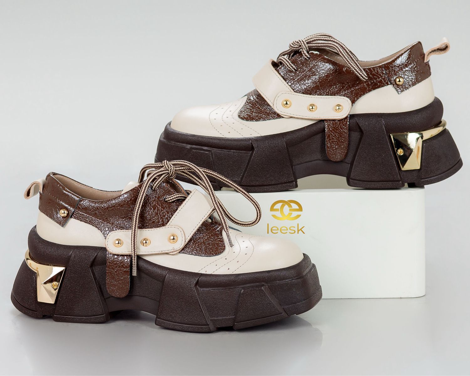 LEESK Chunky Brogue Platform Sneaker Shoe (Wendy)