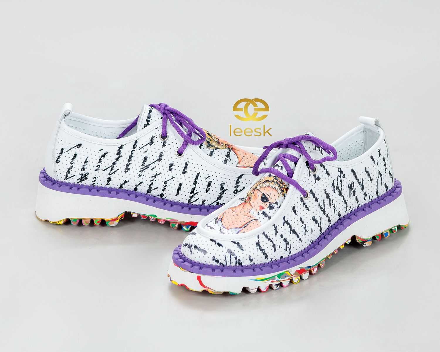 LEESK Handcrafted Multicolor Sole Sneaker (Lucia)