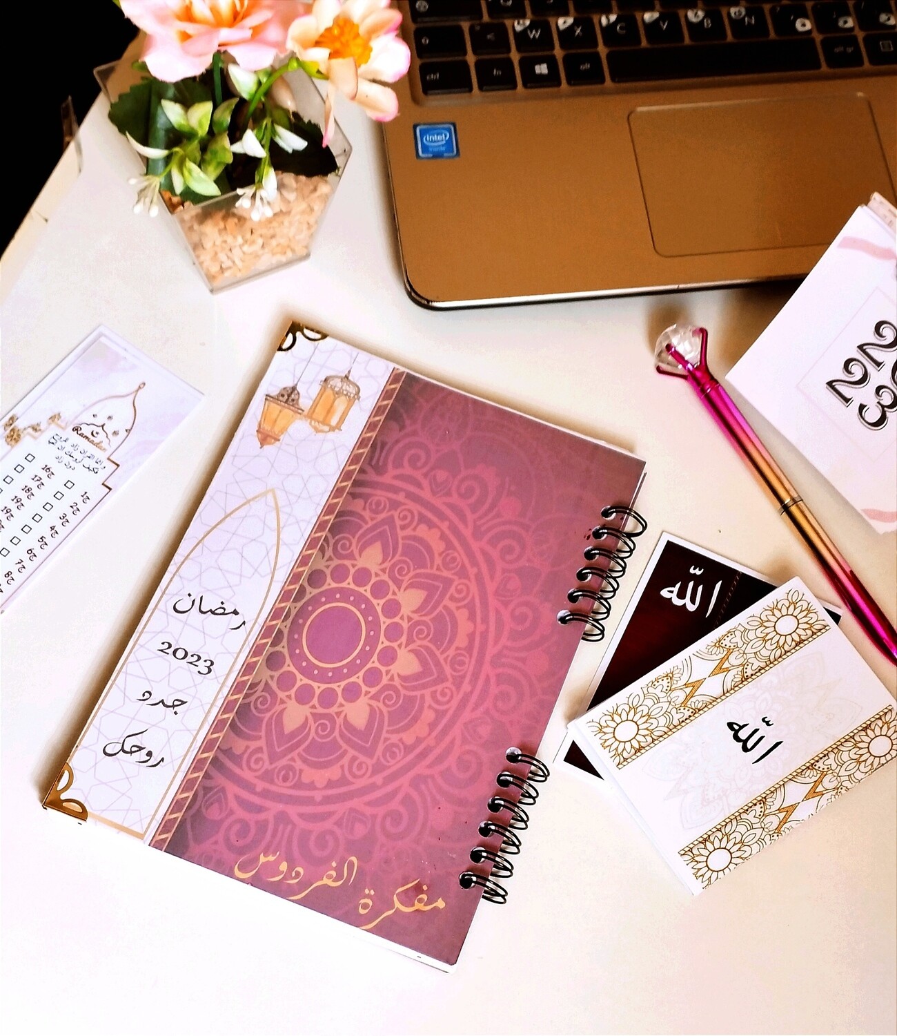 مجموعة الفردوس🌙 | المجموعة الفضية _ silver _  بلانر رمضان ، كتيب الأدعية المختارة ، ديكور ، فاصلتي ختم المصحف 💥🌙