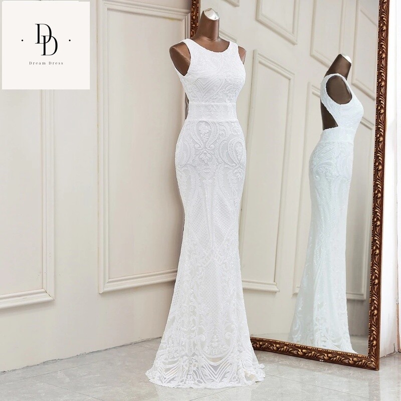 Long formal dress women. Hand-decorated.