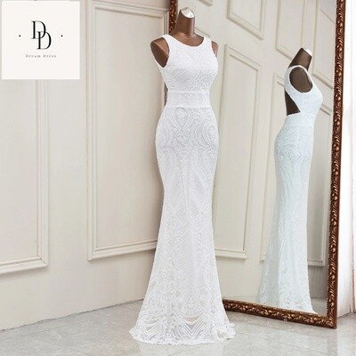 Long formal dress women. Hand-decorated.