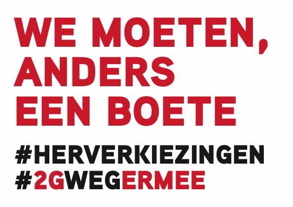 Sticker A5 &#39;WE MOETEN, ANDERS EEN BOETE&#39;