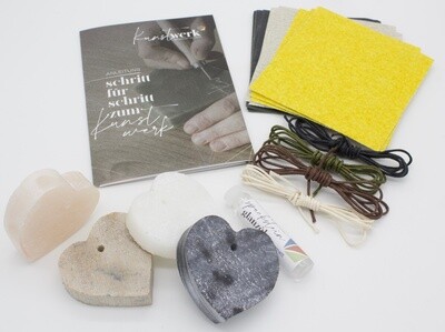 Kunstwerk Amulettenset speksteen hart - 4 stuks