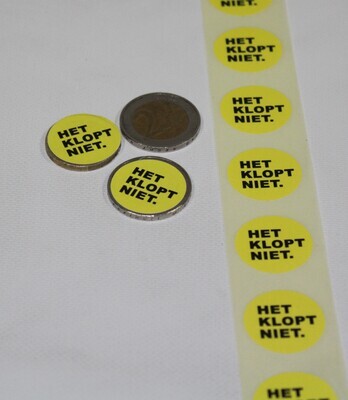 HET KLOPT NIET MUNT STICKERS (per 100 st)