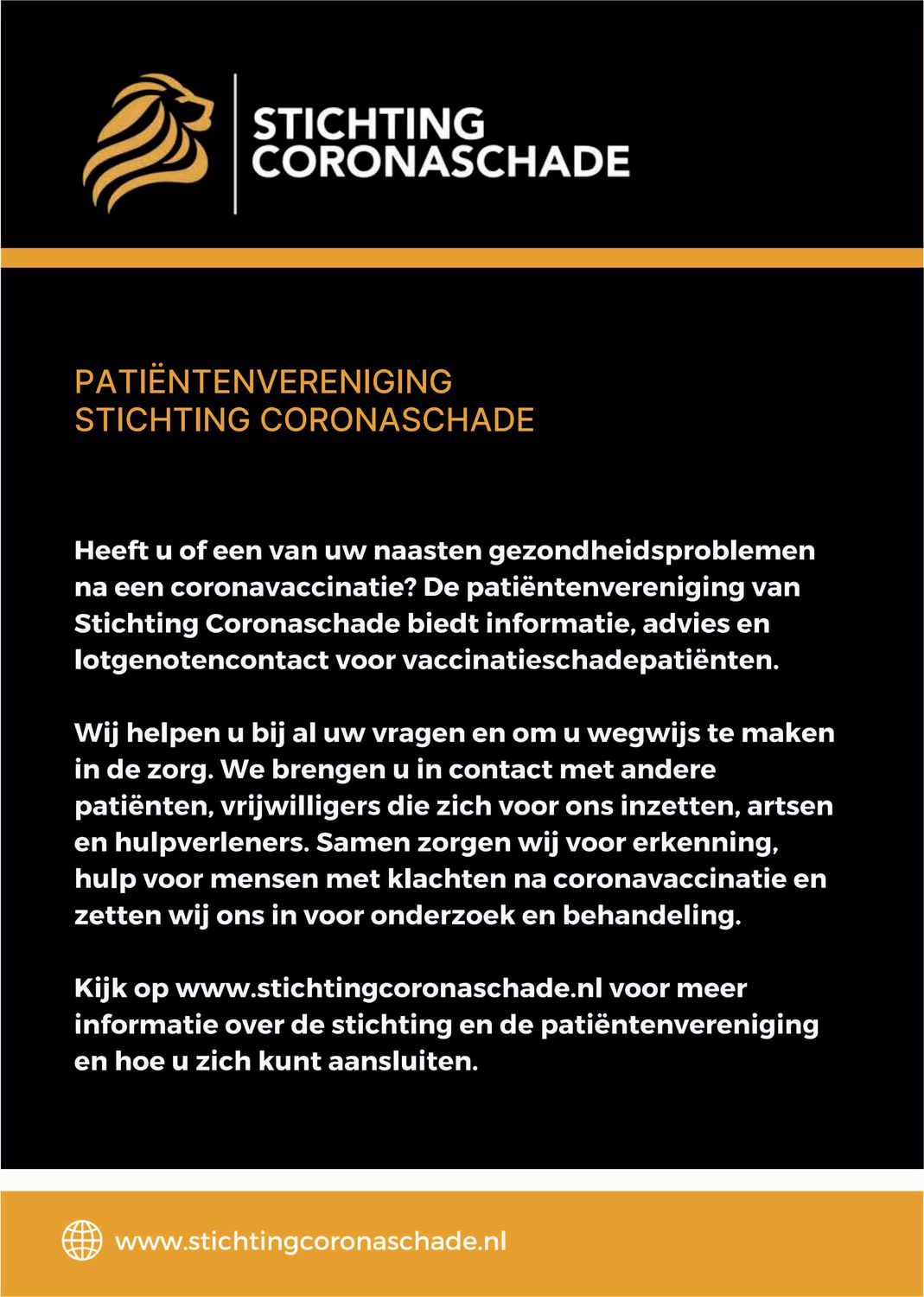 Flyer stichting coronaschade