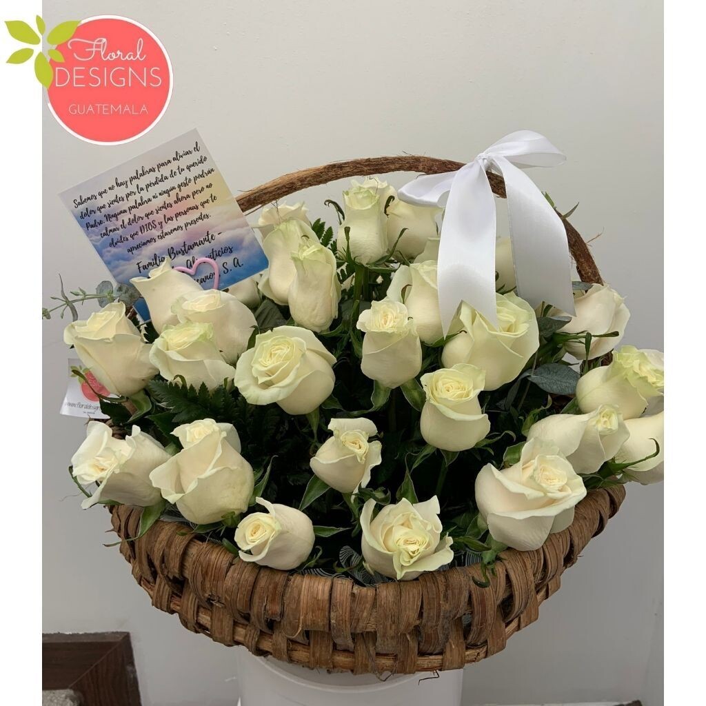 Mega cesta de rosas blancas