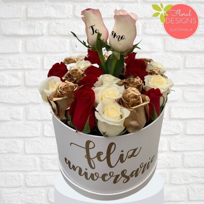 Roundbox Delux Blanca Tricolor dorado personalizada