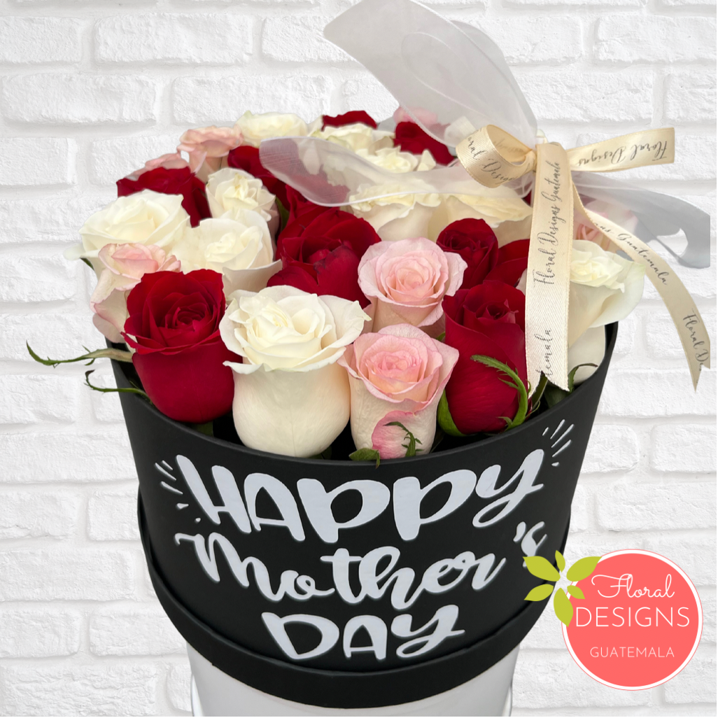 Roundbox Mother's Day de 30 rosas personalizada
