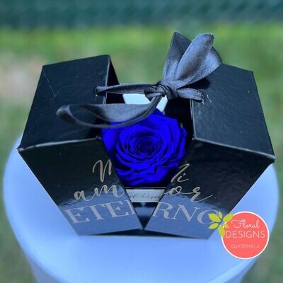 Mini Secret Box de rosa preservada Azul