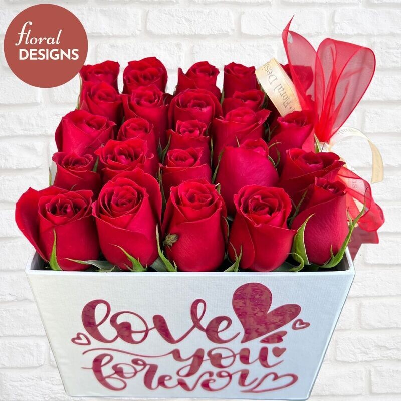 Caja de 25 rosas personalizada