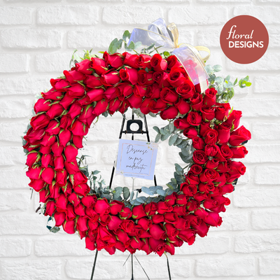 Corona de 150 rosas rojas