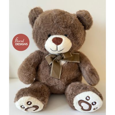 Peluche de oso café con moño 40cm