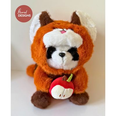 Peluche Panda con disfraz y manzanita