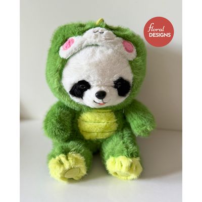 Peluche Pandita con disfraz de dinosaurio