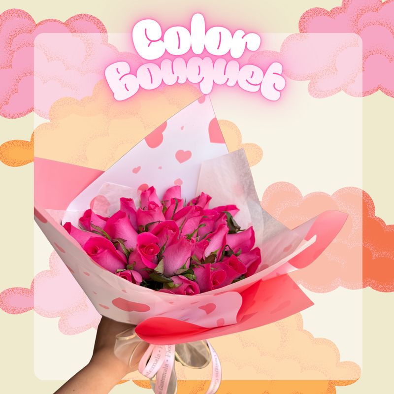Color bouquet 24 rosas